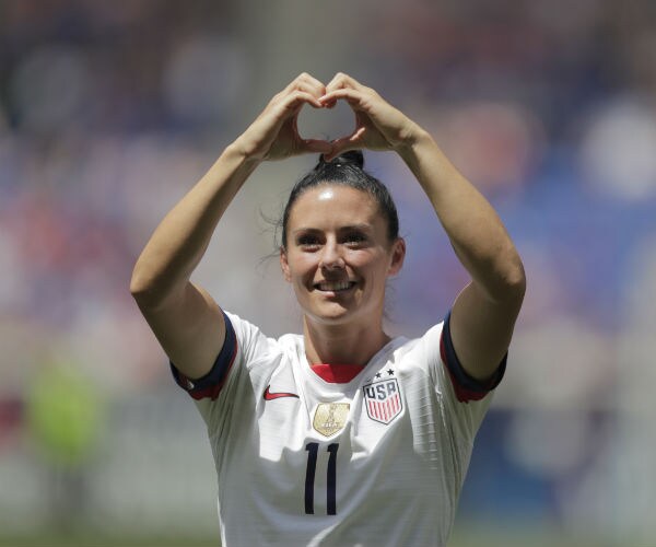 United States defender Ali Krieger is introduced during a send-off ceremony ahead of the FIFA Women's World Cup 