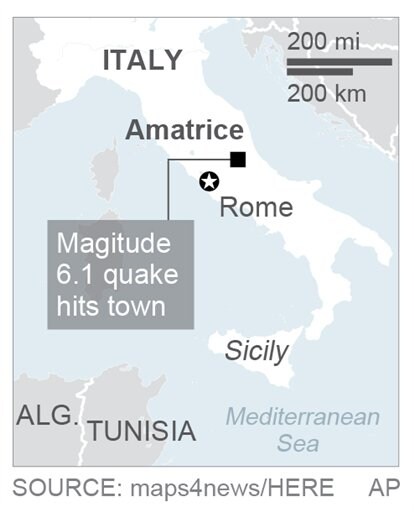 Strong Quake Rocks Central Italy, at Least 23 Reported Dead