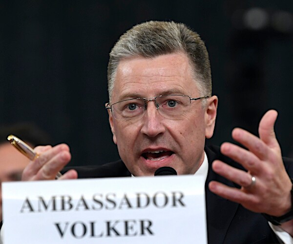 kurt volker gestures and speaks during a congressional hearing