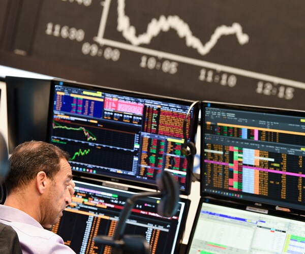 a trader at the frankfurt stock exchange in germany