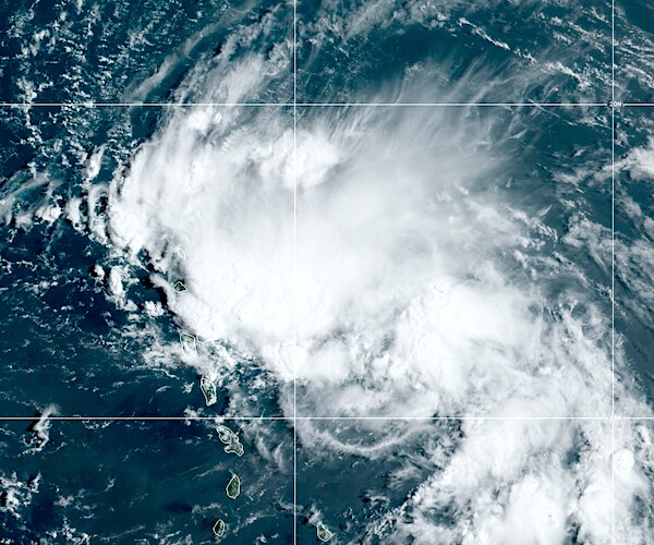 A satellite image showing Tropical Storm Laura