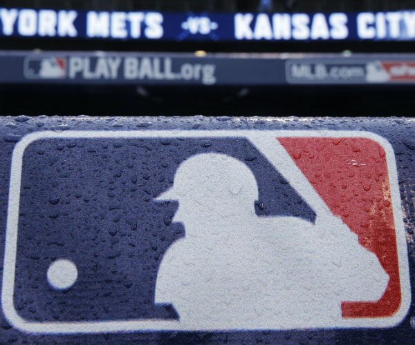 Major League Baseball's logo is shown