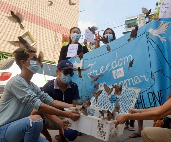 Thousands Rally Against Myanmar Junta, Calling for 'Spring Revolution'