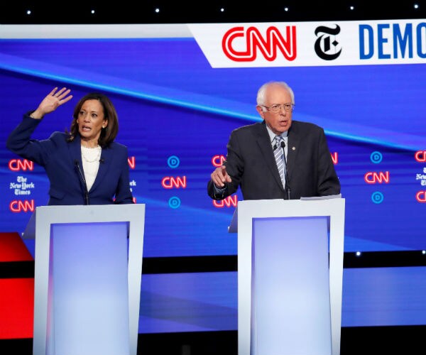 senators kamala harris of california  and bernie sanders of vermont 