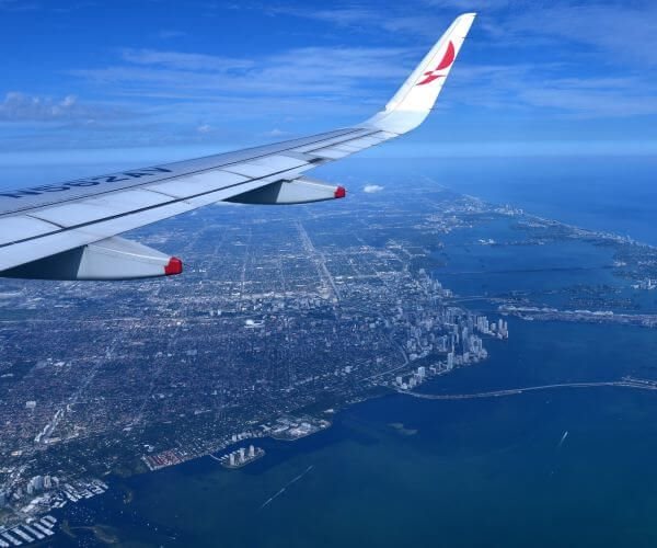 view of Miami from approaching plane
