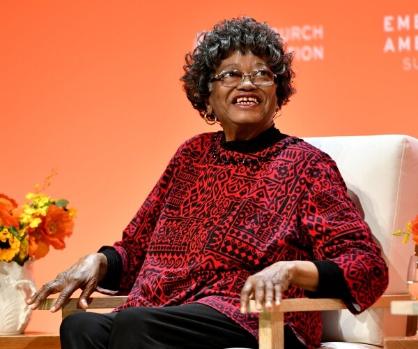 Claudette Colvin speaks on stage 