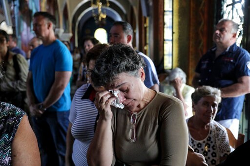 Tears, Grief at Memorial Service for Greek Wildfire Victims