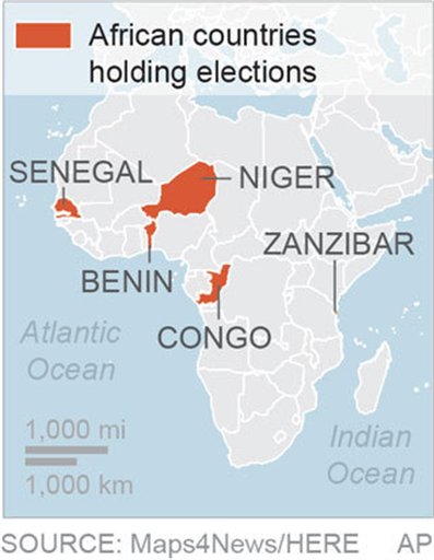 Voters Casting Ballots in 5 African Countries