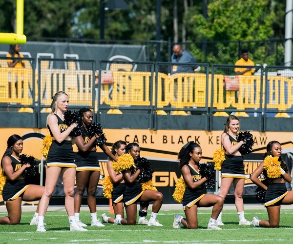Five Kennesaw State University cheerleaders took a knee during the National Anthem on Sept. 30, 2017