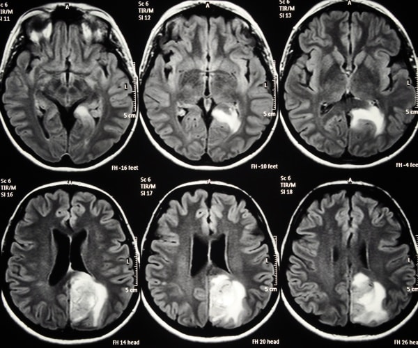 x-rays of brain with glioblastoma