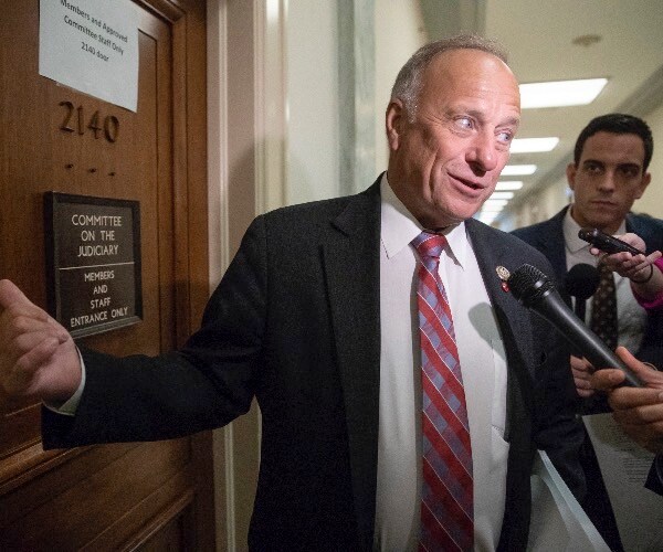 rep. steve king, r-iowa, arrives for a closed-door interview with peter strzok.