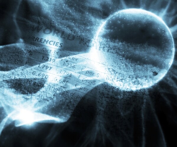 printed financial figures merged with plasma background 