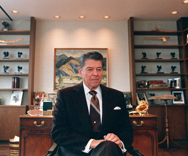 former us president ronald reagan post presidency in his office in century city california 