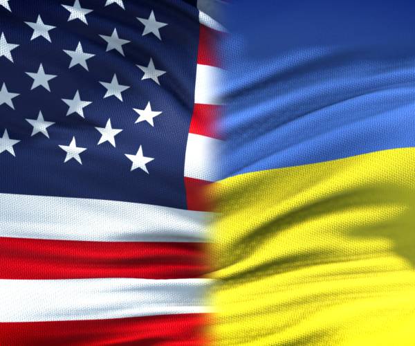 american and ukrainian flags