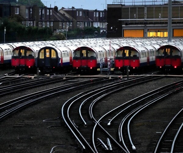 piccadilly line trains sit in their depot