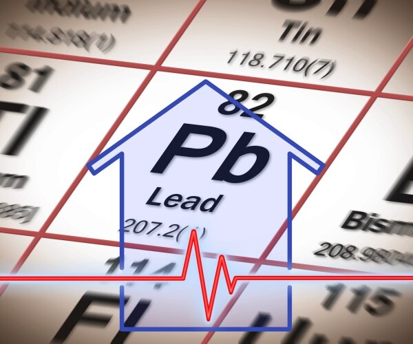 lead is shown on a periodic table