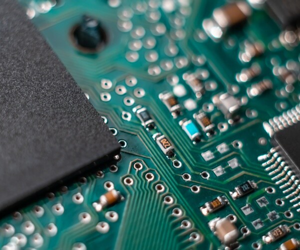 A processor on a green motherboard
