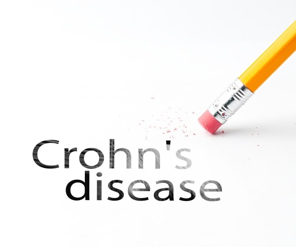 Pencil eraser erasing the 'Crohn's Disease'