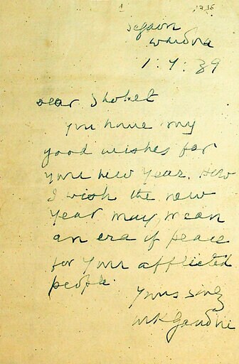 Unearthed Gandhi WWII Letter Wishes Jews 'era of Peace'