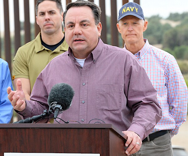 Yuma Mayor Doug Nicholls speaks at a news conference