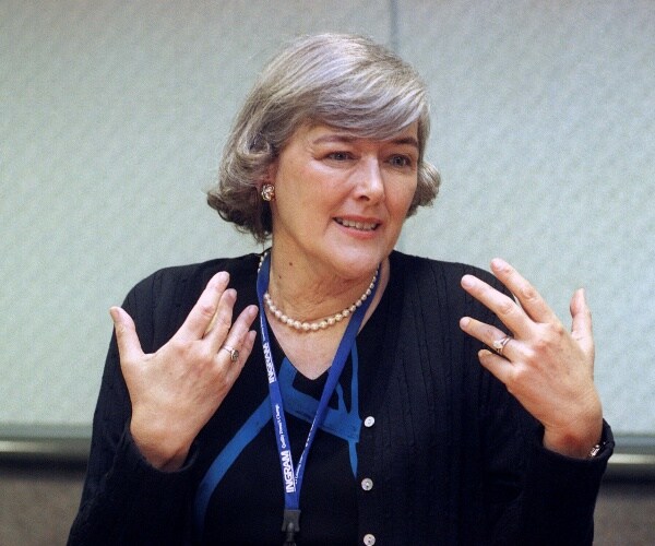 pat schroeder gestures while speaking