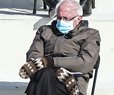 Sen. Bernie Sanders, I-Vt., sits during the infamous president biden inaugural
