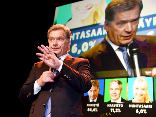 The Latest: Finland's President Barrels toward Re-election