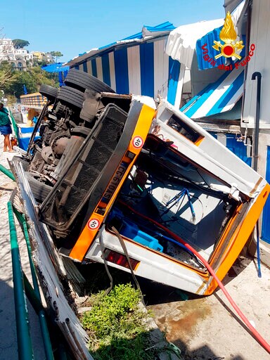 Bus Plunges off Road on Capri, Lands near Beach; Driver Dies