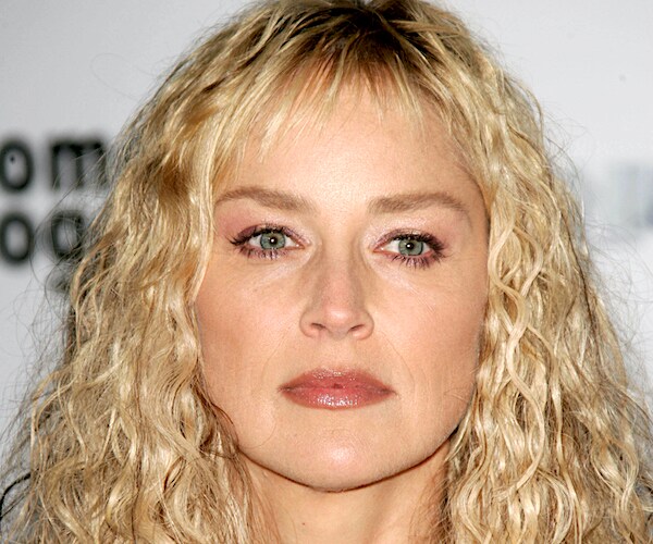 a curly haired sharon stone on the red carpet in 2005