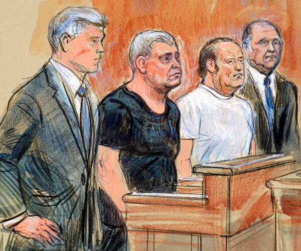 a courtroom sketch shows giuliani associates lev parnas, igor fruman in court