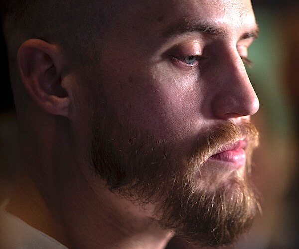 ken giles looks to the right and looks down solemnly