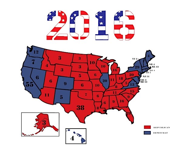 the 2016 presidential election electoral college map