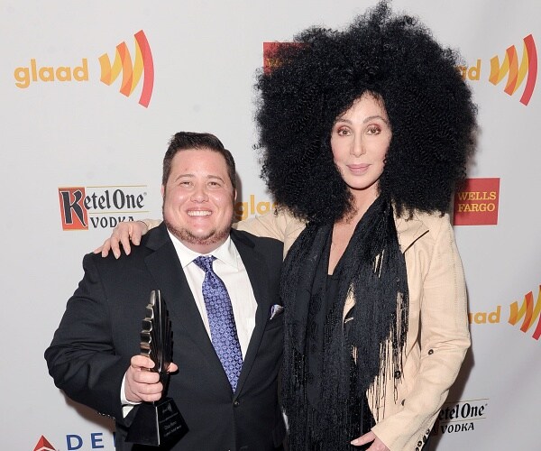 chaz bono and cher pose for photo