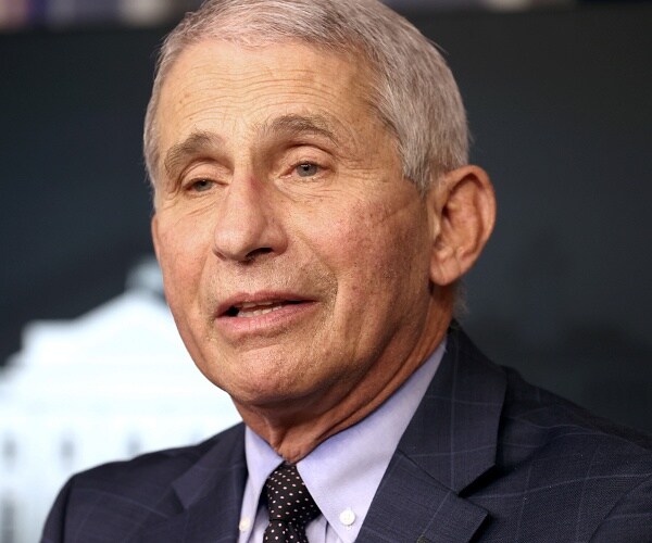 anthony fauci speaks in press briefing room