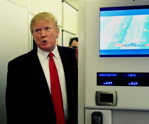 us president donald trump on board air force one 