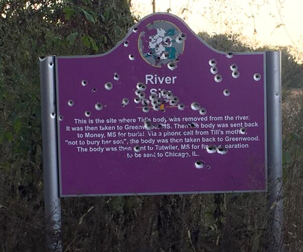 Emmett Till Memorial Sign Riddled With Bullets
