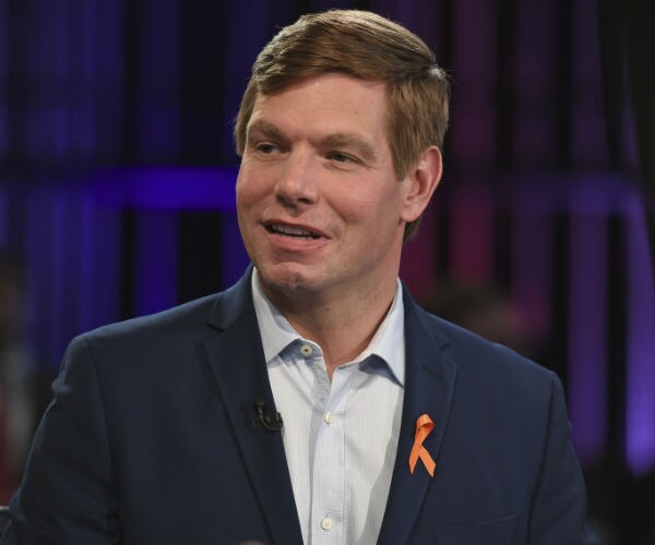 eric swalwell in the spin room following the 2020 democratic party presidential debates 