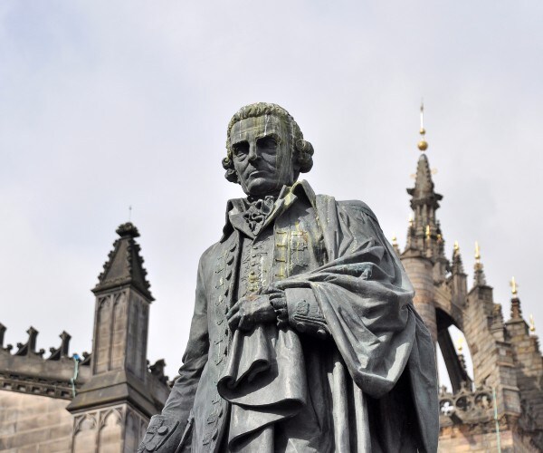 statue of adam smith in edinburgh scottland 