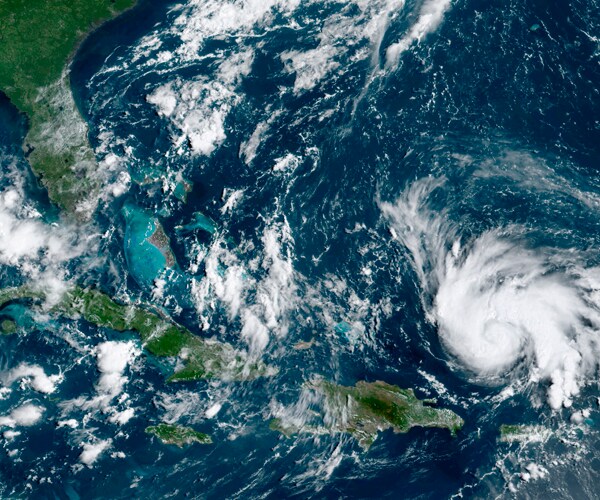 A satellite image of Hurricane Dorian, taken Aug. 29