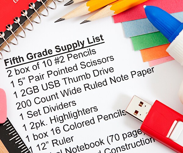 a fifth grade supply list
