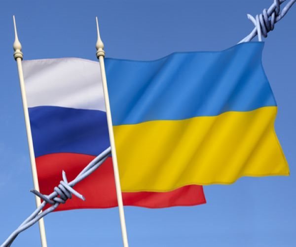 Russian and Ukraine flags