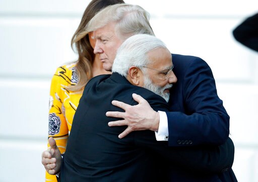 Modi Meets Trump with His Usual Greeting  Bear Hugs