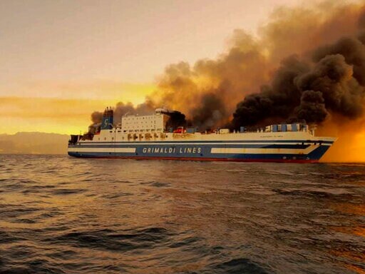 Greek Rescuers Search Burning Ferry for 12 Missing People