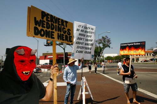 Protester Denounces Same-Sex Marriage