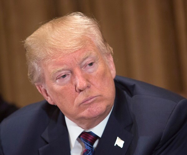 president donald trump listens in the cabinet room