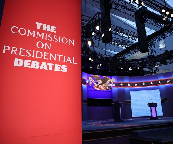the stage of the first presidential debate of 2020