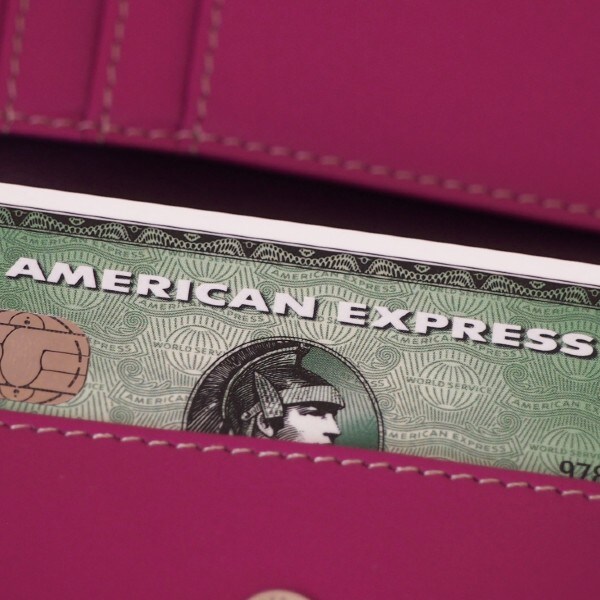 an american express card in a wallet