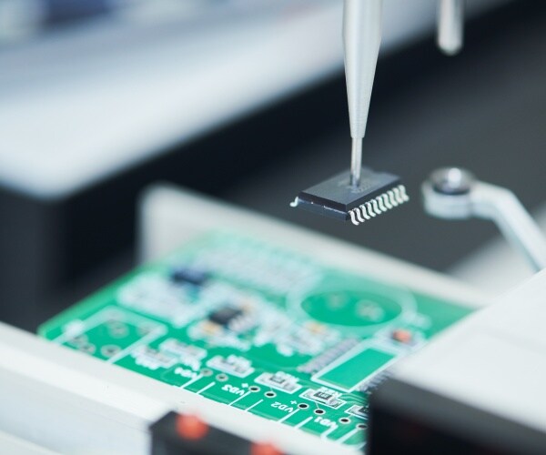 semiconductor chip manufacturing is shown with a machine