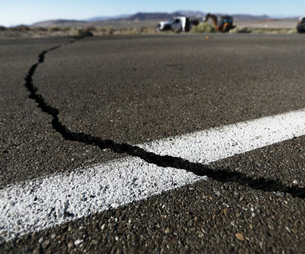 a crack in a road