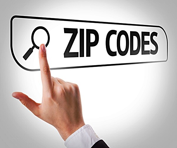 zip codes written in search bar on virtual screen

